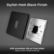2 Way Screwless Wall Light Switch Matt Black 20A