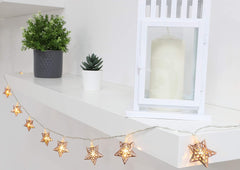 10 Warm White LED Metal Chocolate Star Lights, Christmas and Everyday Decorations