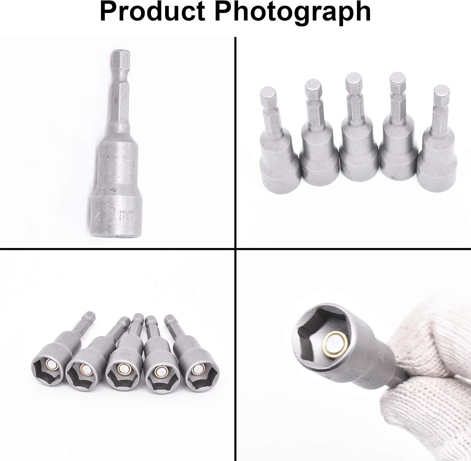 14 Pcs Magnetic Hexagon Socket, 6-19mm Hex Shank Magnetic Nut Setter Driver, Hex Drill Bits,1/4 Inch Magnetic Drill Bit Set, Used to Electric Screwdriver Handle Tools