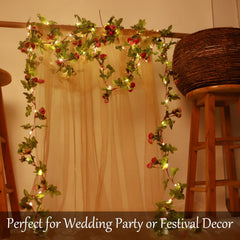 Rose Flower String Lights, 2M 20 LED Battery Powered Artificial Rose Garland for Indoor Bedroom, Wedding and Party Decoration