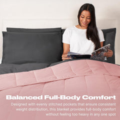 Brentfords 8kg Weighted Blanket – Blush Pink King Size, Calming Stress Relief for Adults, 150x200cm