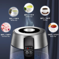 Aigostar Electric Glass Kettle 1.7L Variable Temp, Tea Infuser, Keep-Warm