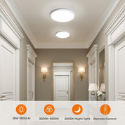 18W Dimmable LED Ceiling Light with Remote, Adjustable 22cm Round Lamp