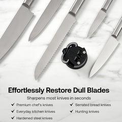 AnySharp Knife Sharpener – PowerGrip Suction Base | Hands-Free Safety | Sharpens All Kitchen Knives | Ideal for Hardened Steel & Serrated
