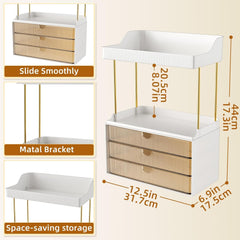 Makeup Organiser – 2-Tier, 3 Drawers Vanity & Cosmetic Storage for Bathroom