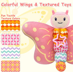 Baby Musical Sensory Butterfly Toy – Plush Rattle, Crinkle, Teether & Hanging Ring (0–12M)