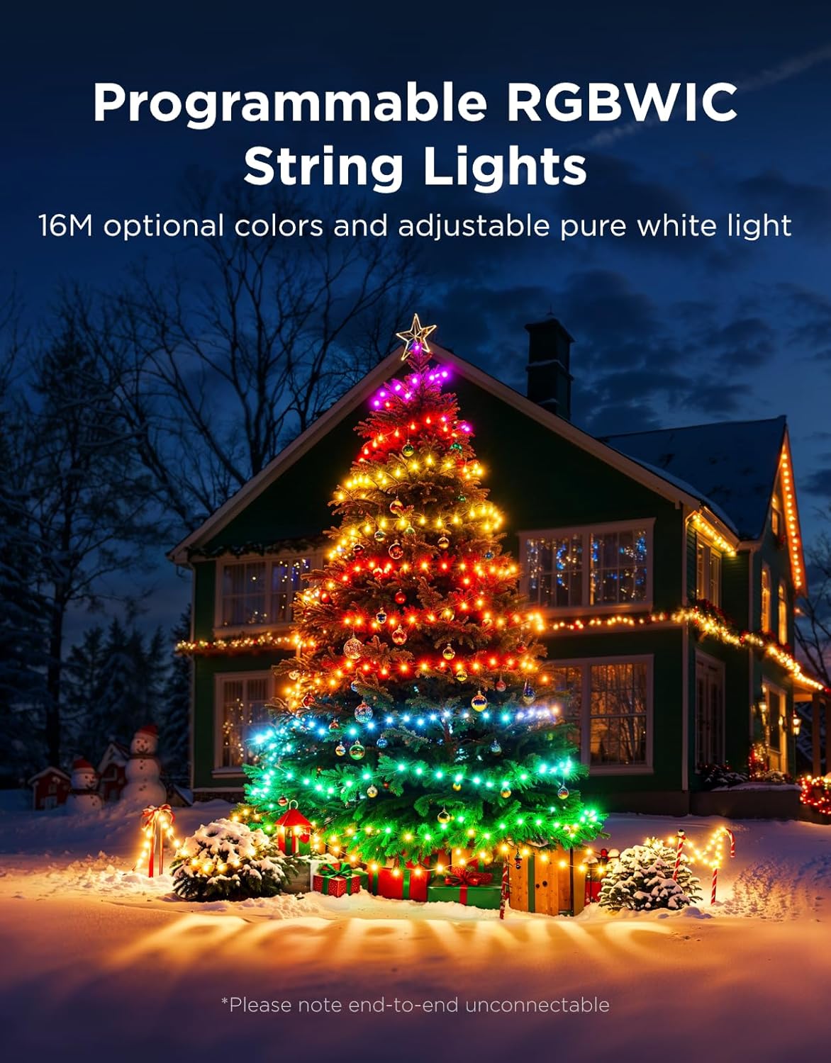 Christmas String Lights 30M RGBWIC 300 LEDs with App & Music Sync Green