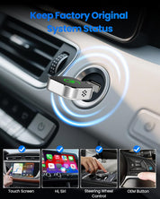2025 Upgraded Wireless CarPlay Adapter – Plug & Play Converter for iPhone iOS 10+