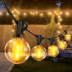 PBGMRT Outdoor String Lights Mains Powered - 100FT/30M G40 Garden Festoon Lights with 50+2 Shatterproof LED Bulbs Waterproof for Outside Patio Gazebo Pergola