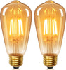 "YUNRRD E27 LED Edison Bulb ST64, 4W (40W Equivalent), 2700K Warm White, Amber Glass, Non-Dimmable, 2-Pack"