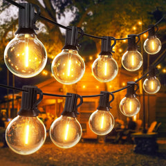 SUWIN 100FT/30M G40 Waterproof LED Festoon Lights, Shatterproof Garden Lights with 50+2 Bulbs