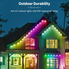 Permanent Outdoor Christmas Lights Pro – 49 ft Roof Lights with Remote Control, IP67 Waterproof, Multiple Scene Modes for Parties, Holidays, and Daily Use