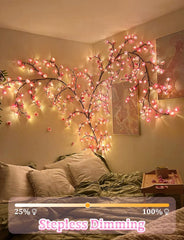 LED Cherry Blossom Vine Wall Lights with Remote and Timer, 144 LED Fairy Branch Lights for Bedroom Wall Art and Indoor Christmas Décor