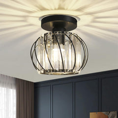 Hudi Fyier Chrome Modern Mini Ceiling Light, Small Semi Flush Mount Ceiling Light