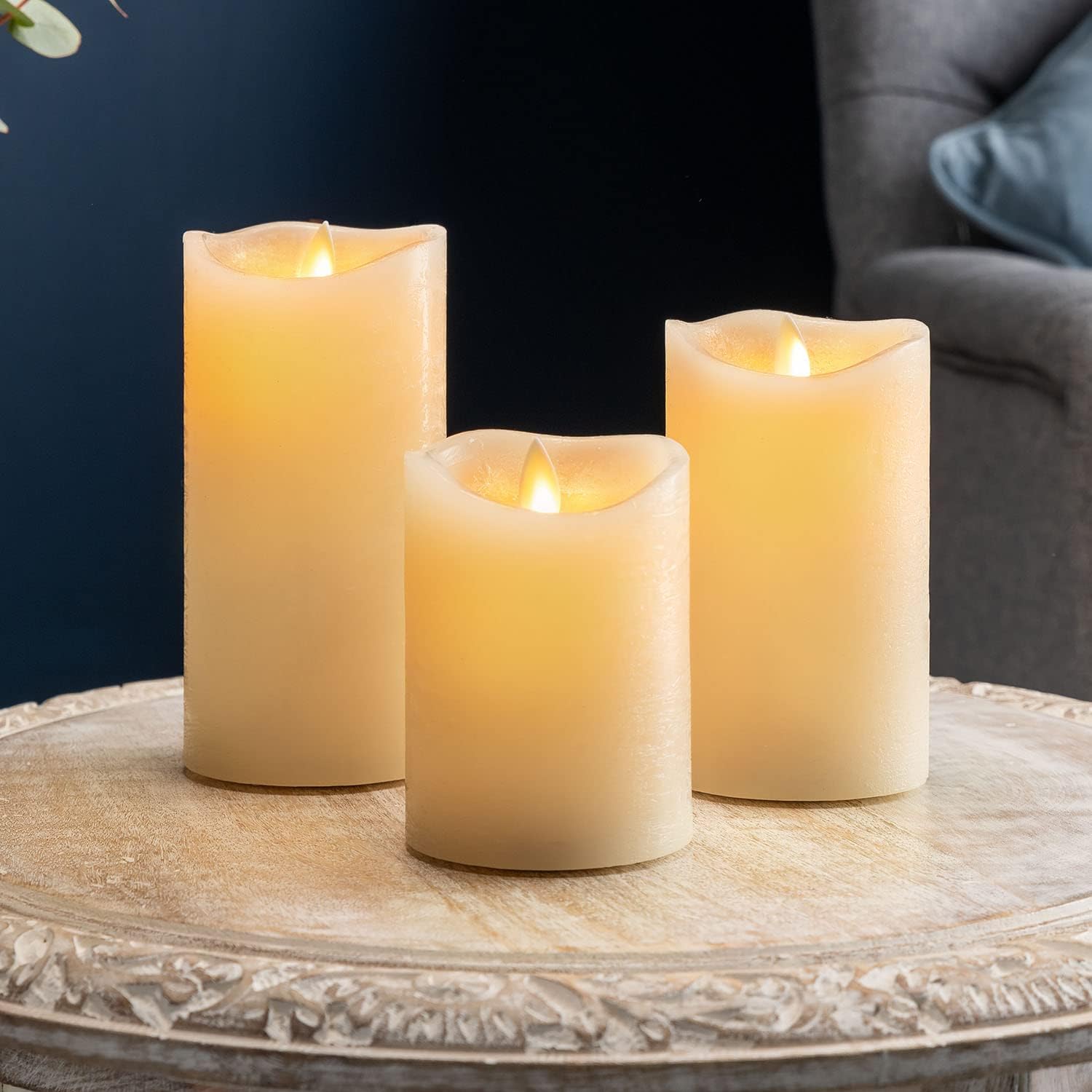 Flameless LED Candles – Battery Operated, Real Wax, Flickering Flame, Set of 3