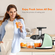 AMZCHEF Juicer Machines - Cold Press Slow Juicer - Masticating Juicer for Whole Fruits and Vegetables - Delicate Chew No Need to Filter - BPA Free Juice Extractor with 2 Cups and Brush - Black