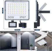 50W Outdoor Security Lights Motion Sensor, 5000LM LED Floodlight IP67