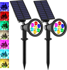 T-SUNUS Solar Spotlight - 7 LED Color-Changing Lights, Waterproof, 180° Adjustable, Auto On/Off, Ultra Bright for Yard, Patio, Garden, and Lawn Security