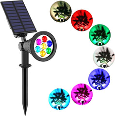 T-SUNUS Solar Spotlight - 7 LED Color-Changing Lights, Waterproof, 180° Adjustable, Auto On/Off, Ultra Bright for Yard, Patio, Garden, and Lawn Security