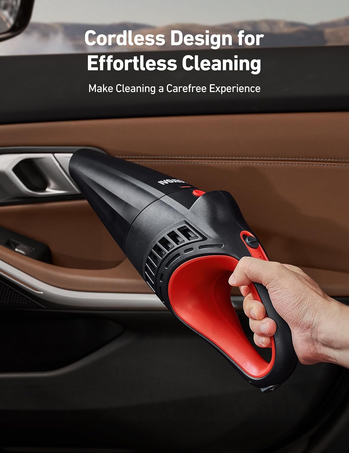 AstroAI Red Handheld Vacuum Cleaner Cordless Powerful Suction LED