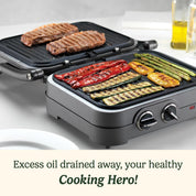 Grill & Griddle – Sandwich Toaster, Panini Press & Contact Grill – Non-Stick Removable Plates, Dishwasher Safe Health Grill, Less Oil – Midnight Grey