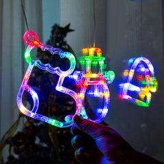 Christmas LED Window Lights Set, 3 Pack Multicolour Santa Hat, Snowman & Stocking with Suction Cups | Battery Operated Lights with Timer & Slow Fade Mode for Christmas Decoration