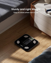 Battery-Free Solar Body Weight Scale – Digital Bluetooth Smart Bathroom Scale with Body Fat & BMI Monitor, 400 lbs
