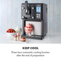 Sweet Sundae Ice Cream Maker 1.5L – Self-Cooling Compressor, 200W, Auto Clean, 3H Cooling, Black Stainless Steel