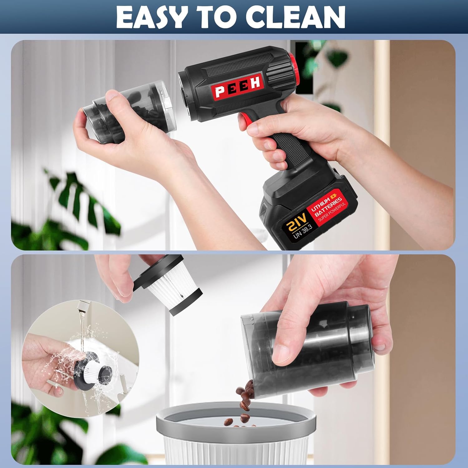 Handheld Cordless Vacuum Cleaner Black – Portable Car & Home Vacuum