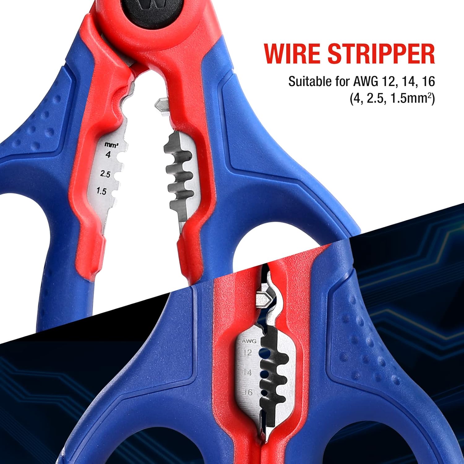 WORKPRO Electricians Scissors with Wire Stripper, 6-1/2 INCH(163MM), Multi-Function Stainless Steel Electricians Shears with Belt Clip Sheath