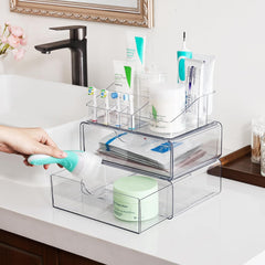 3-Tier Clear Makeup Organizer with Drawer – Cosmetic Storage for Vanity & Countertop