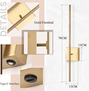 Battery Operated Wall Lights Indoor – 2 Pack USB Rechargeable LED Wall Lamps with Remote, Dimmable Gold Modern Wall Sconces