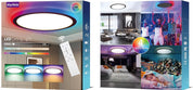 Modern Ultra-Thin 13" LED Ceiling Light, Dimmable RGB with Remote, 30W Flush Mount, 3000-6500K Sidelight Glow