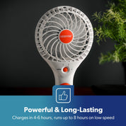 GEEPAS Rechargeable Fan - Pack of 2 | Mini Portable USB Handheld Fan for Home Office Travel Outdoor Personal Use | 3 Speed Settings 8Hr Run Time | Ultra Quiet Air Circulator | Orange & Blue