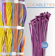 Gocableties Purple Cable Ties, 300mm x 3.6mm, Bulk Pack of 1000, 12” Premium Nylon Zip Ties, Multi-Purpose Plastic Tie Wraps, Secure Self-Locking Mechanism, for Home, Garden, Office and DIY