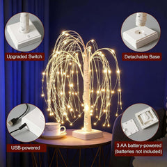LED Willow Tree Table Lights with 192 LEDs, 20 Inch Decorative Branch Lamp with 8 Lighting Modes for Home and Event Décor