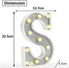 Colorful Glitter LED Letter S Light – 18 Color Changing