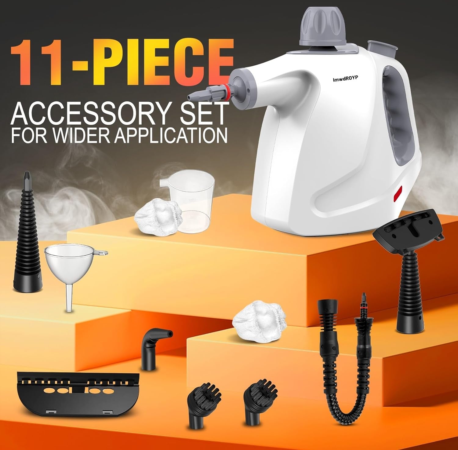 Hand Held Steam Cleaner, 450ml Capacity Portable High Pressure Steam Cleaners with 11 Accessories, Easy And Effortless Steam Cleaner Handheld for Kitchen, Sofa, Car, Floors And Windows