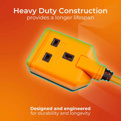 15M Heavy Duty Outdoor Extension Lead, Single Socket with Cable Tidy – 13A Orange