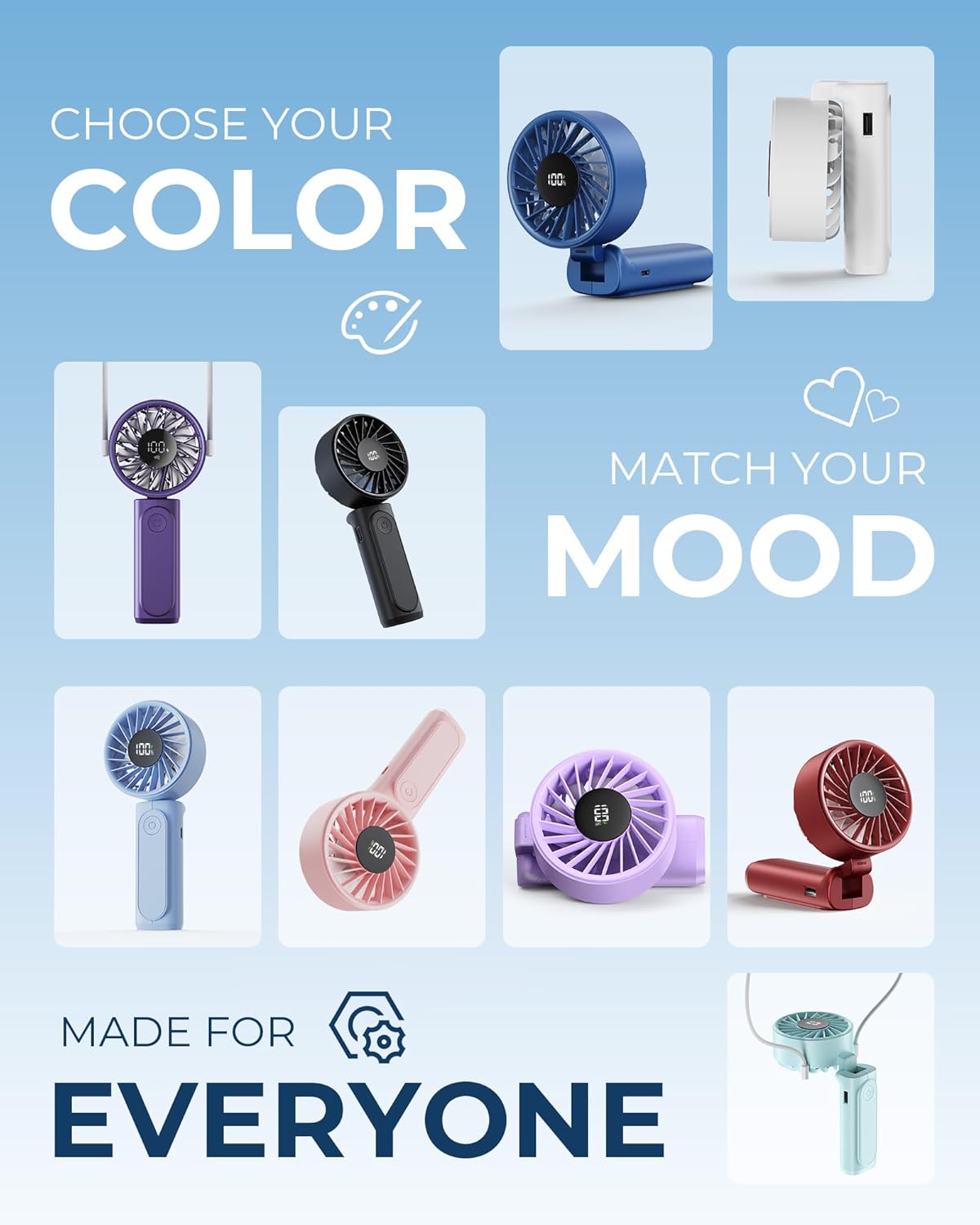 4000mAh Foldable Handheld Fan with LED Display