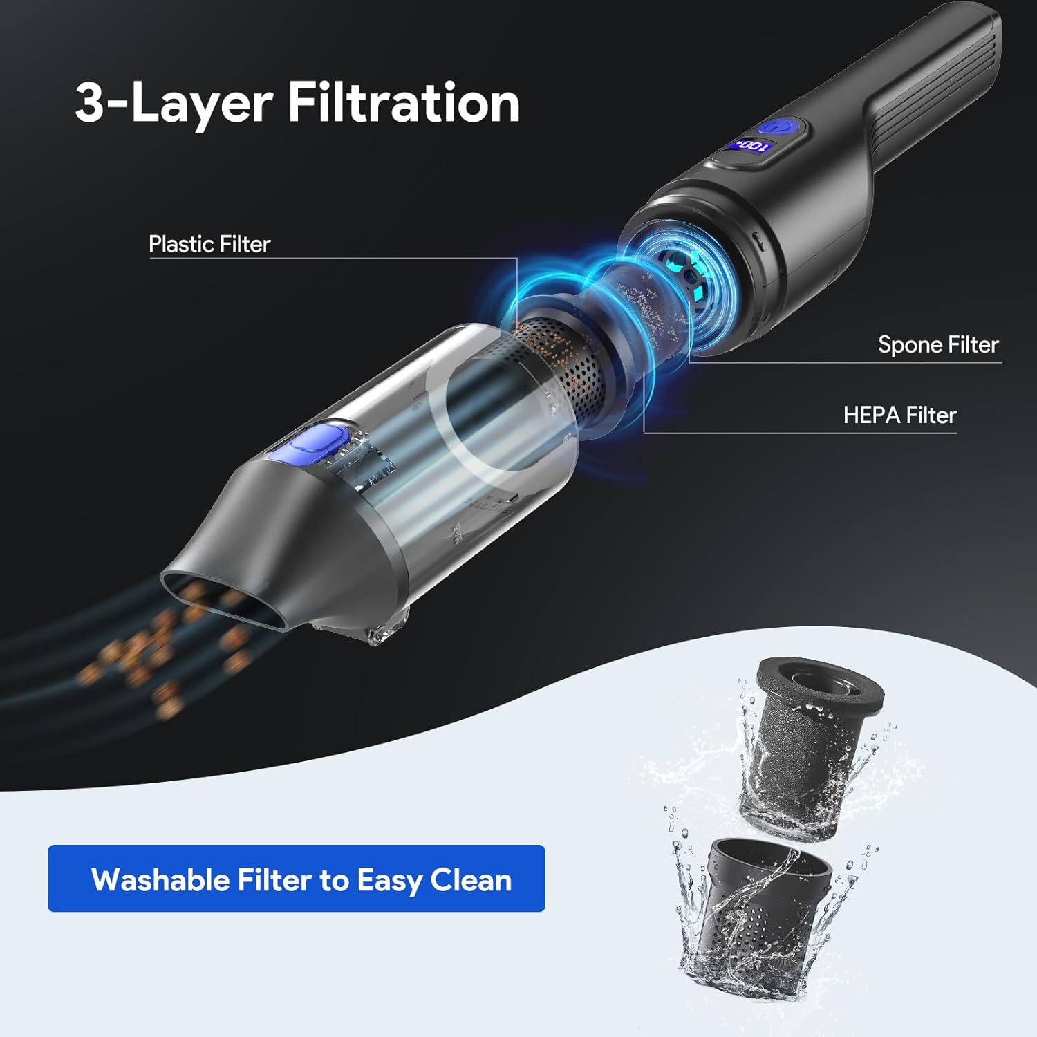 Cordless Handheld Vacuum Cleaner 20kPa