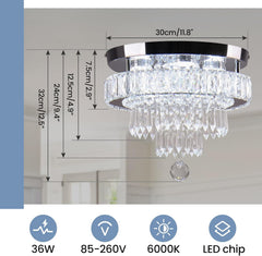 Modern Crystal LED Ceiling Light, 11.8
