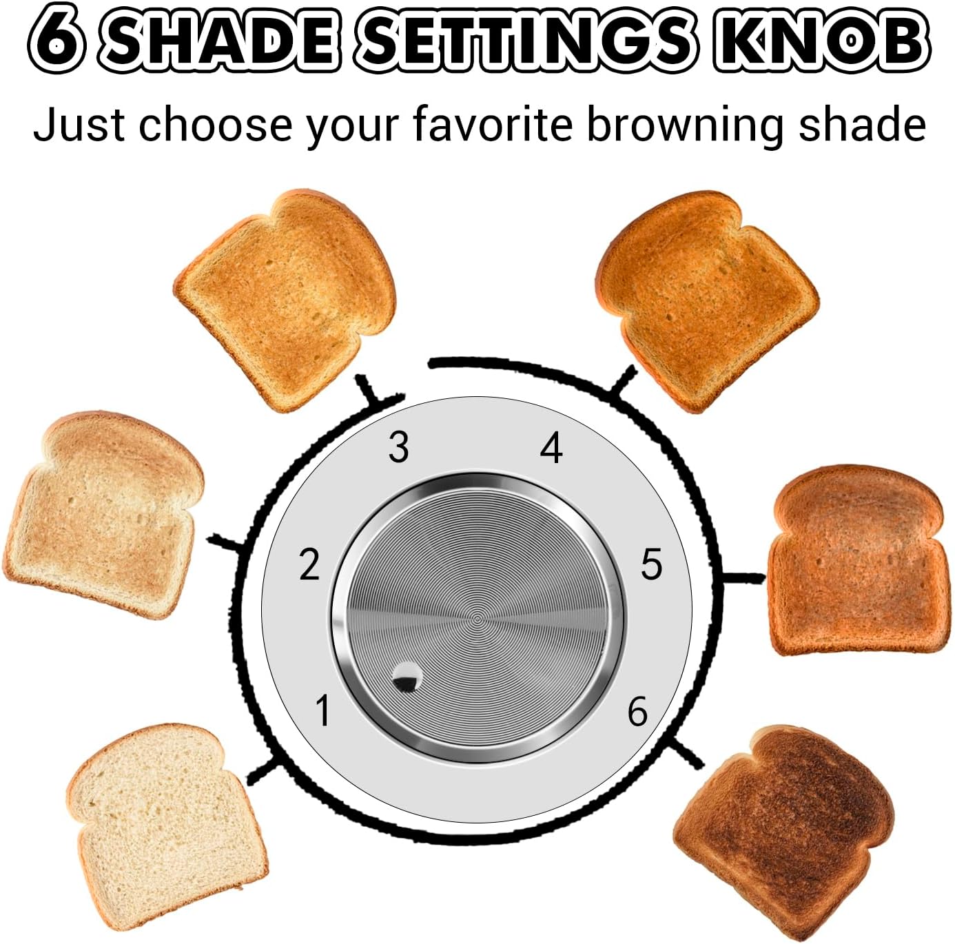 4 Slice Stainless Steel Toaster | Extra-Wide Slots, 6 Browning Levels, Defrost, Reheat & Cancel Functions, Removable Crumb Tray