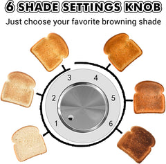4 Slice Stainless Steel Toaster with Extra-Wide Slots, 6 Browning Settings, Defrost, Reheat & Cancel Functions