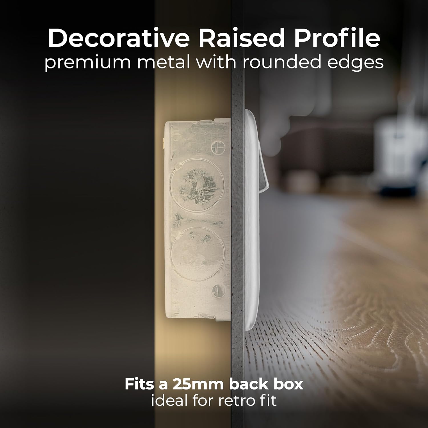 Double Switched Brushed Steel Power Socket 13A