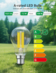 B22 LED Filament Bulb 7.2W 1521lm Warm White Pack of 2