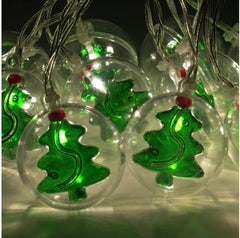 Battery Operated 10 LED Santa Retro Bulb Shaped String Lights, Plastic, Red,