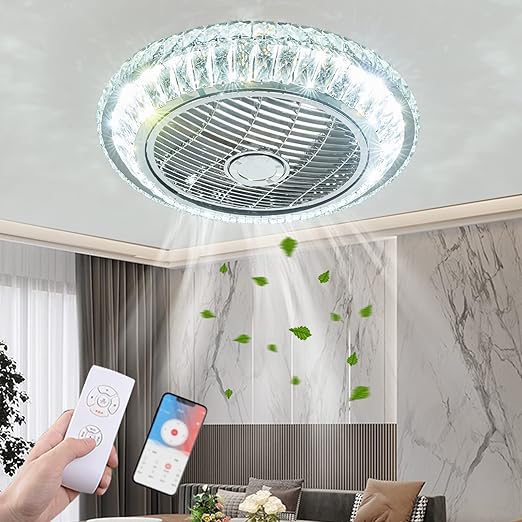 Invisible Ceiling Fan Light with Remote Control - 50cm LED Silent Fan