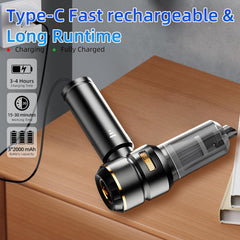 4-in-1 Cordless Handheld Mini Vacuum | 23000Pa Powerful Suction Portable USB Rechargeable Cleaner for Car, Home, Office & Pet Hair | Lightweight Compact Design (Black)