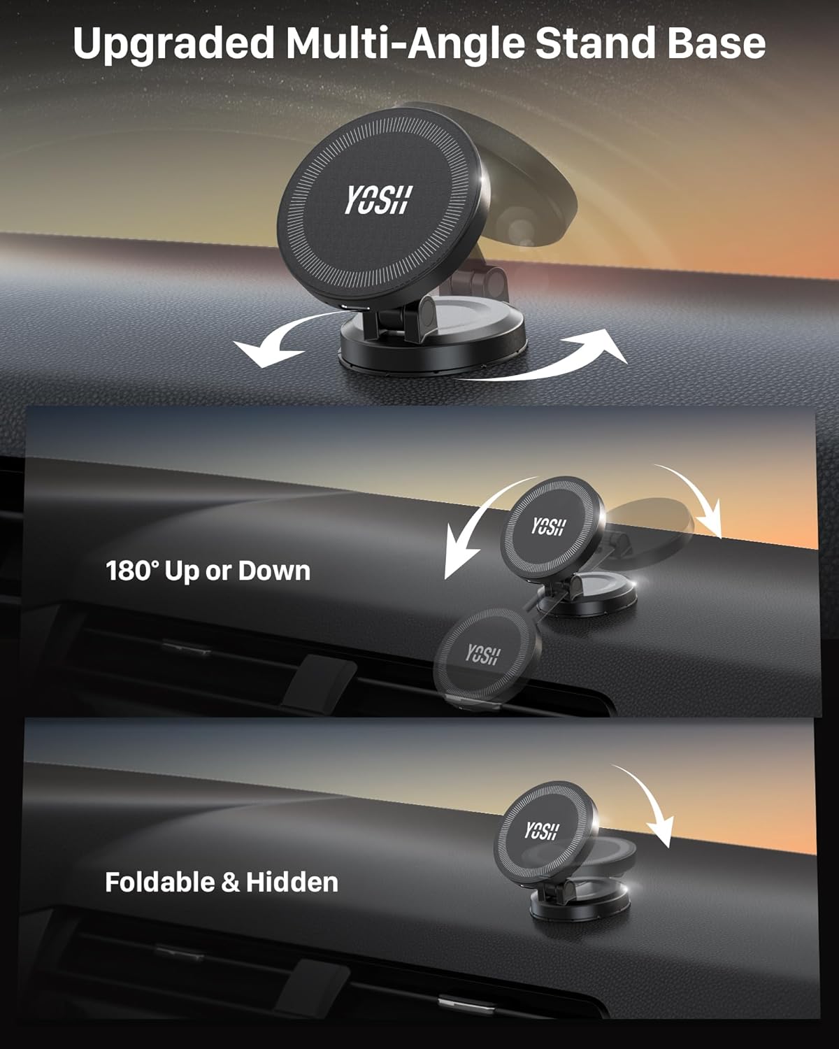 MagSafe Car Charger Mount 15W Fast Wireless Charging Alloy Foldable